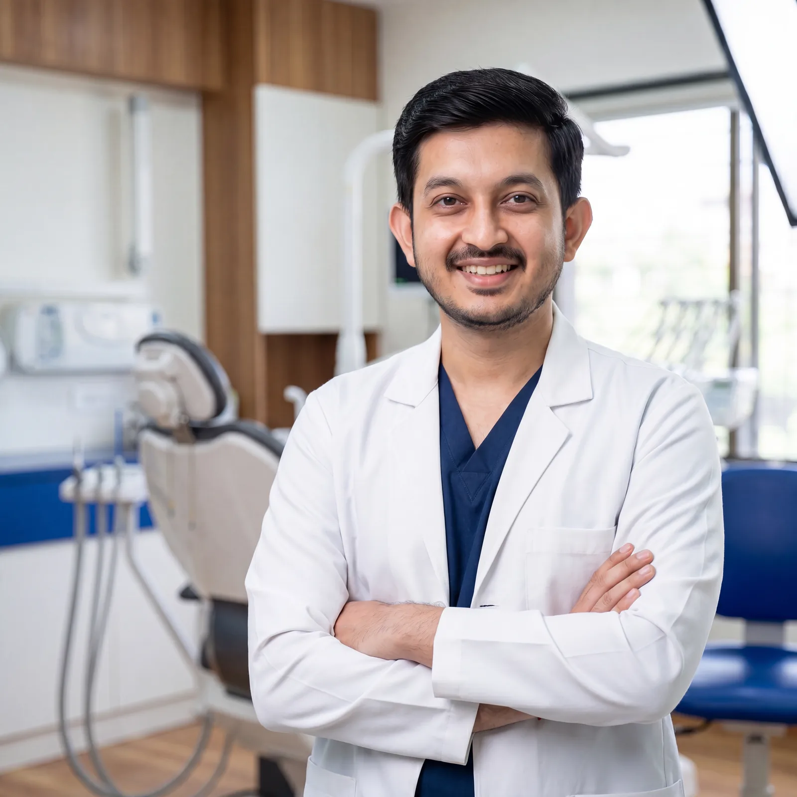 Dr. Chinmay H. Patel, M.D.S., lead dentist, in the modern dental clinic in Mehsana
