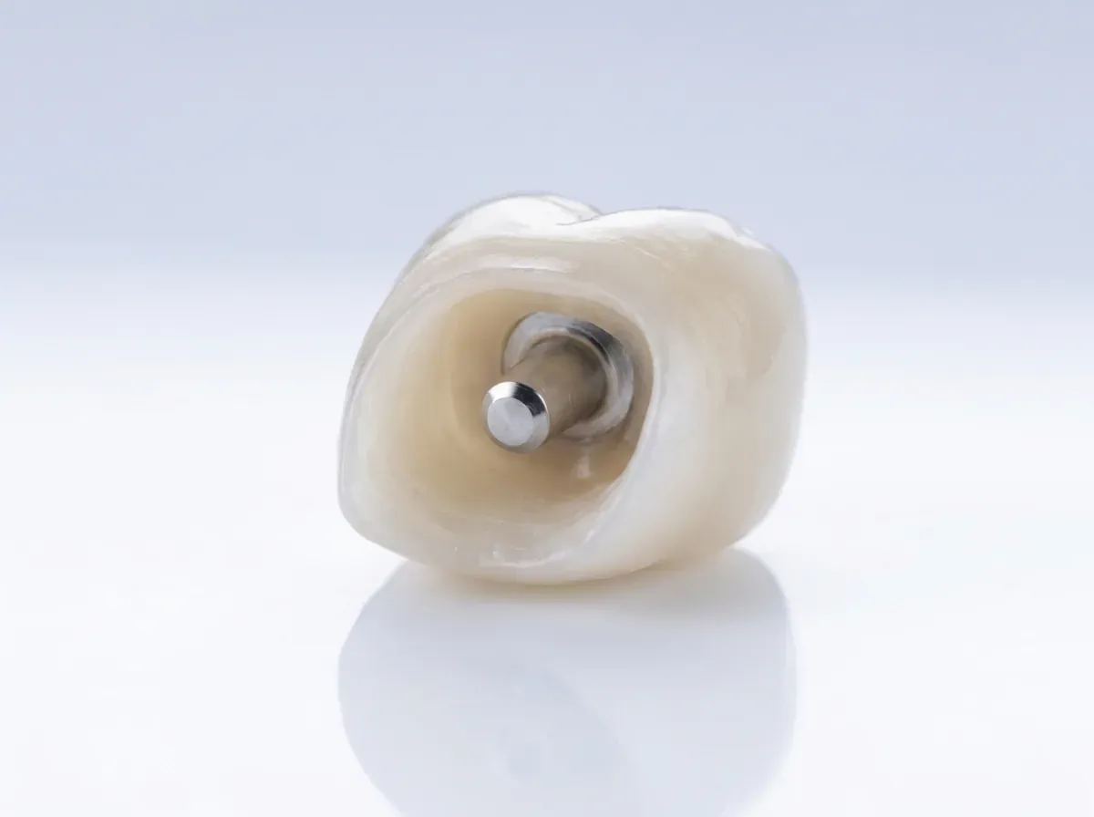 Ceramic crown and post restoration for a damaged tooth