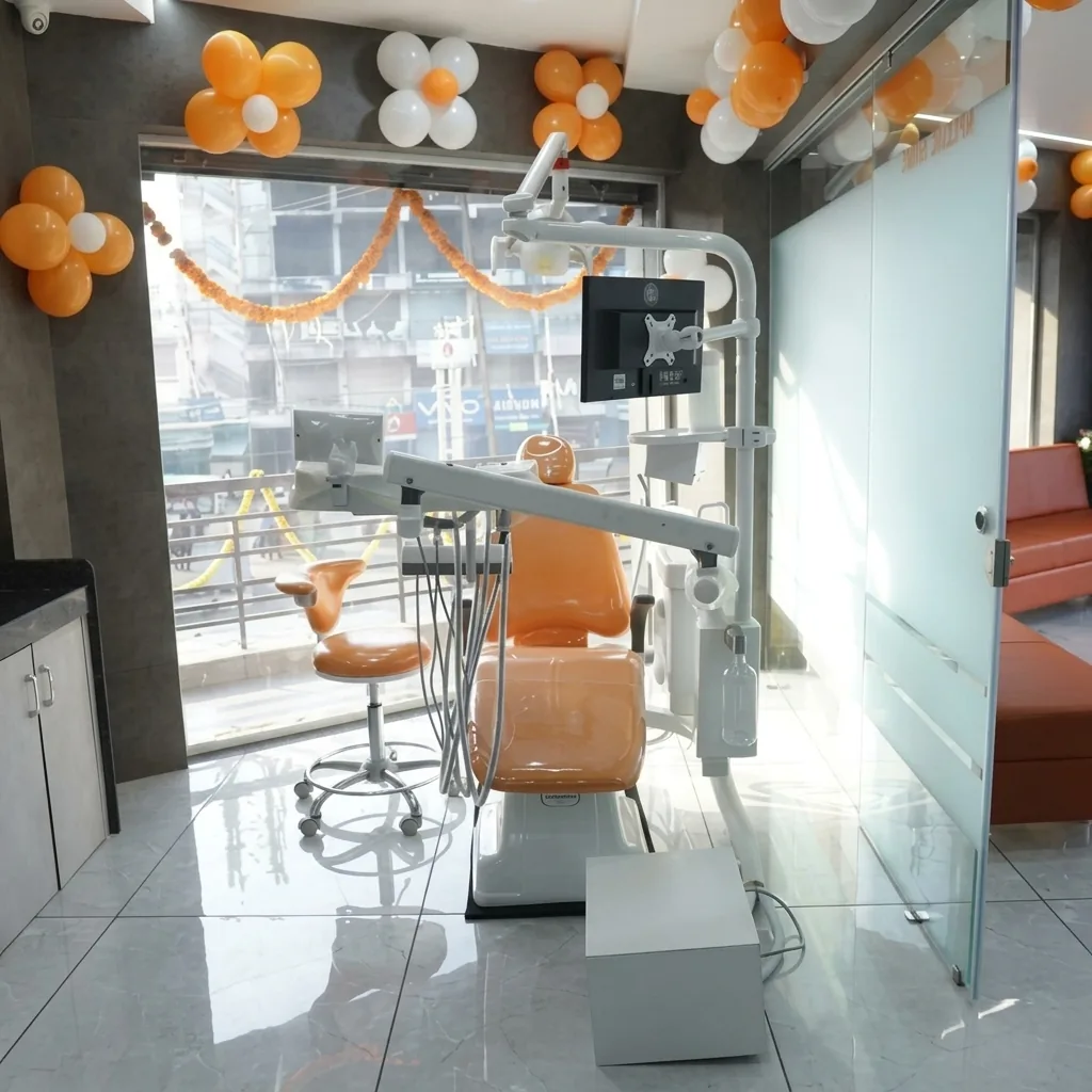 Bright treatment operatory with large window at Pramukh Dental