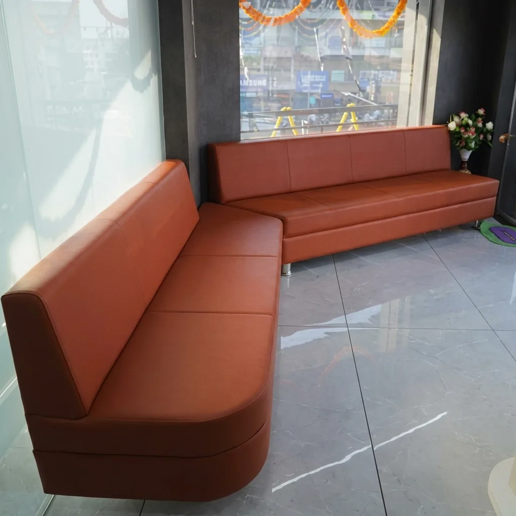 Comfortable patient waiting lounge at Pramukh Dental