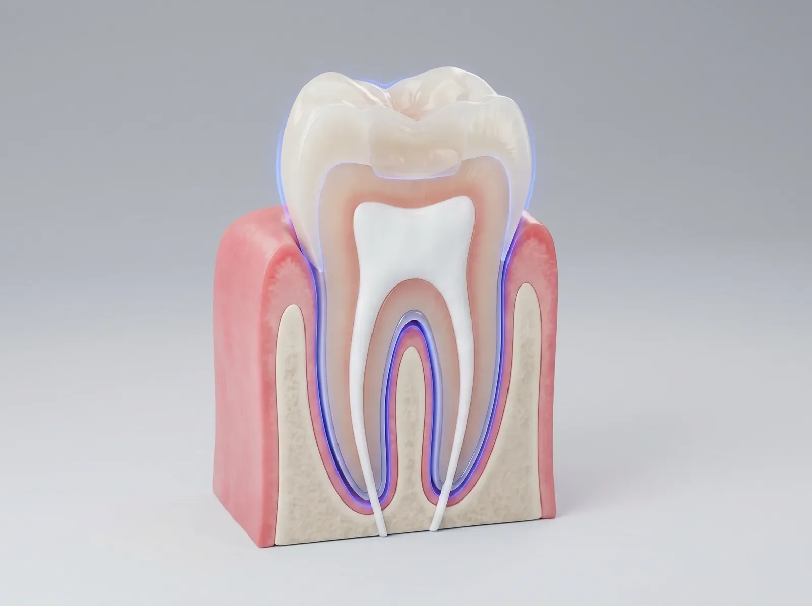 Cross-section illustration of a completed, sealed root canal