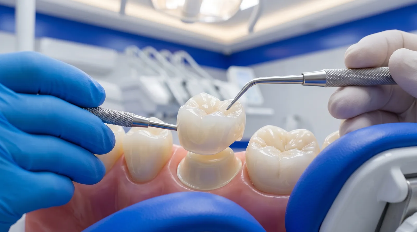 Sealed root canal with custom ceramic crown